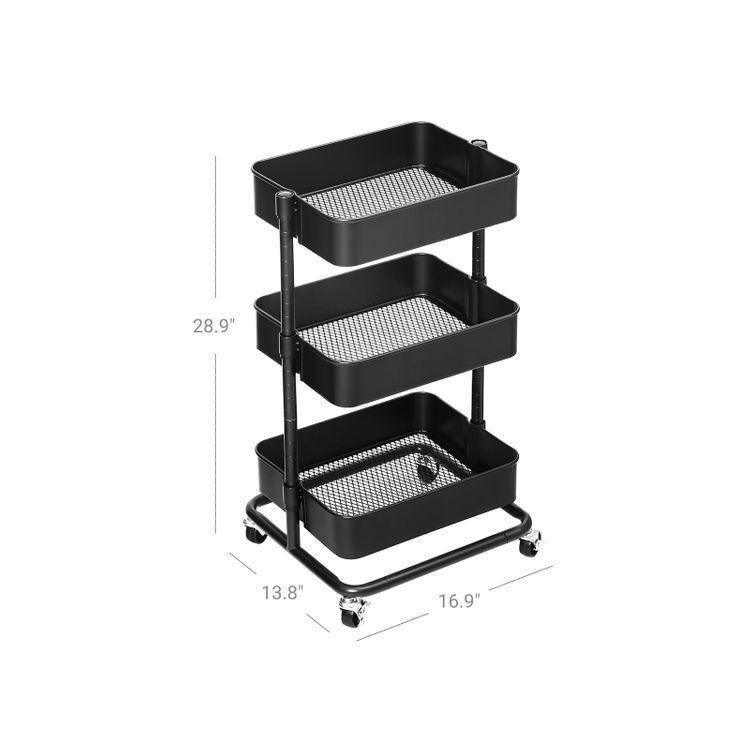 3-Tier Metal Rolling Cart FredCo