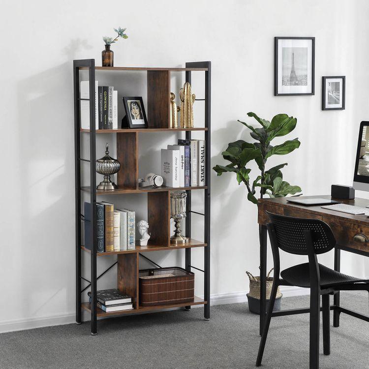 4 Tier Industrial Bookshelf Rustic Brown | FredCo