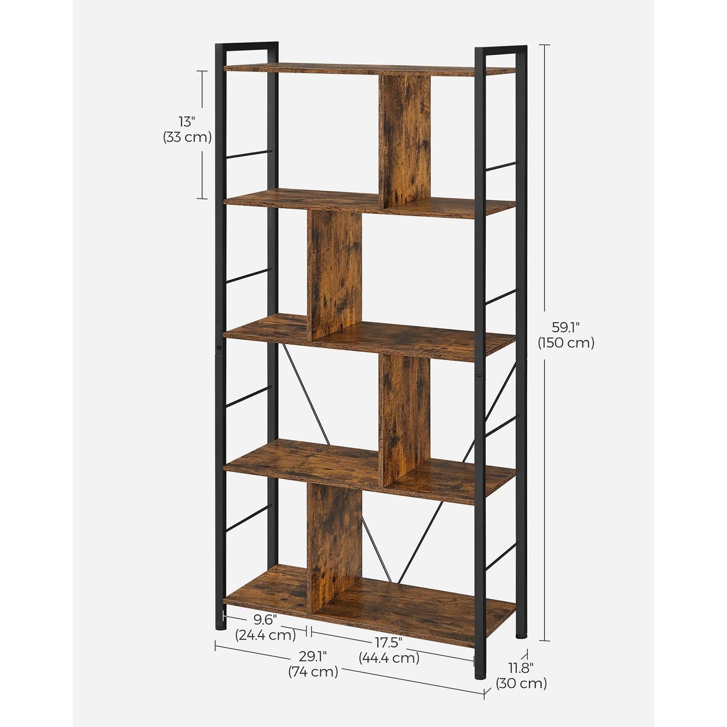 5 Tier Shelving Unit with Open Compartments FredCo