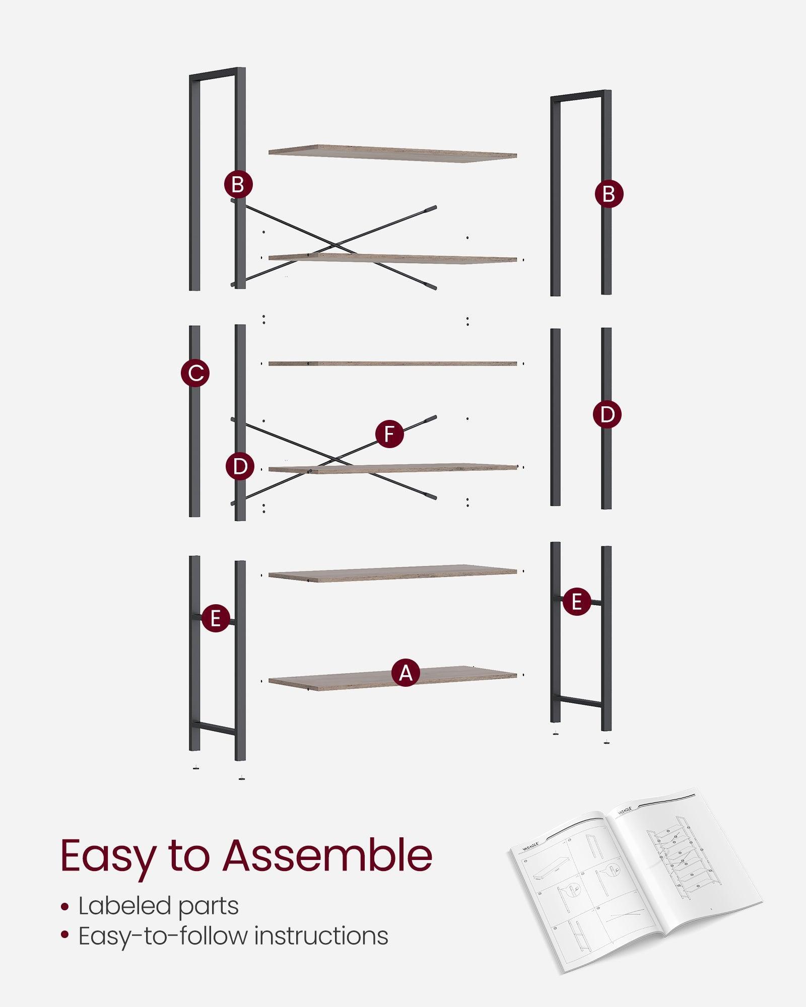 6-Tier Tall Bookshelf with Steel Frame Gray FredCo