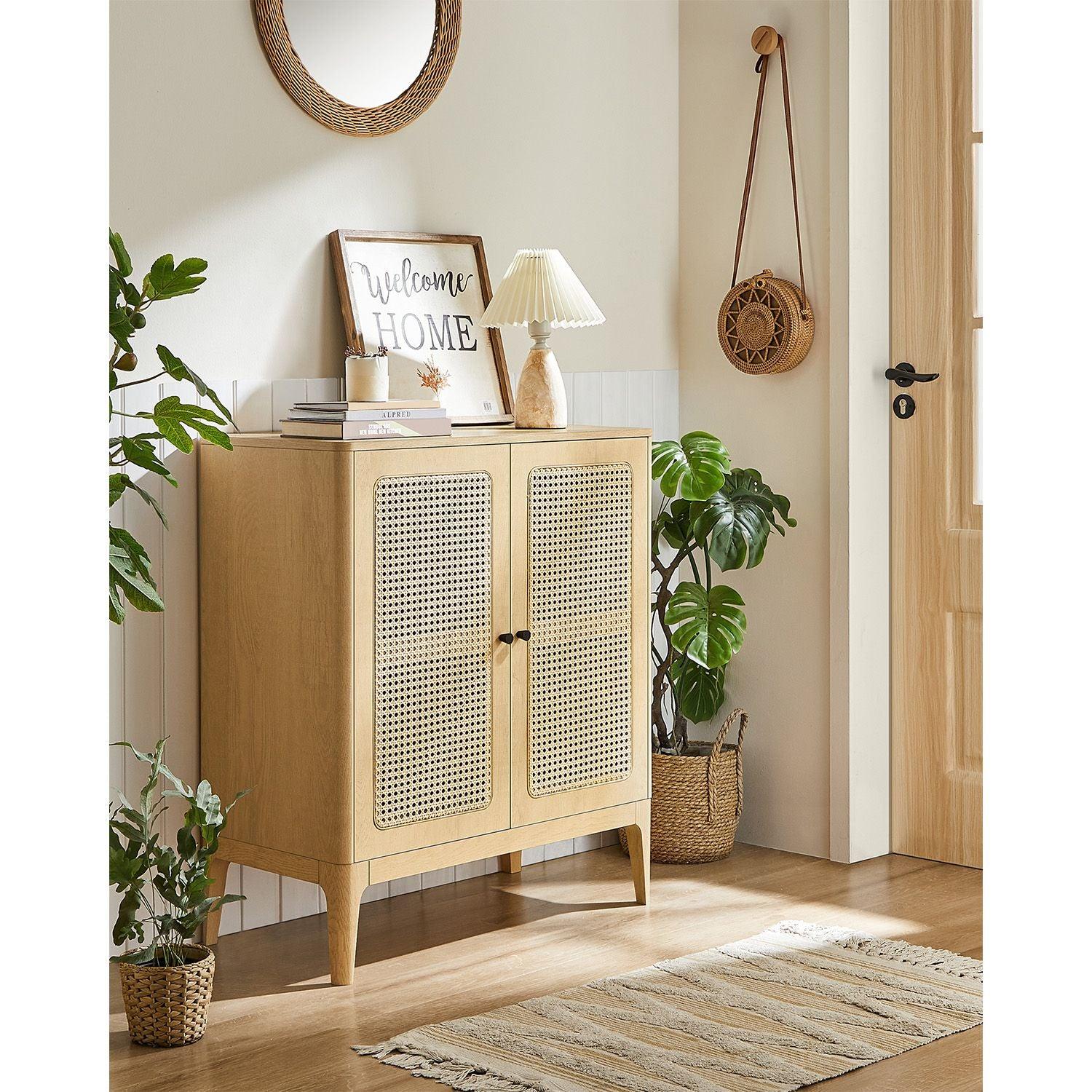 Boho-Style Rattan Sideboard FredCo