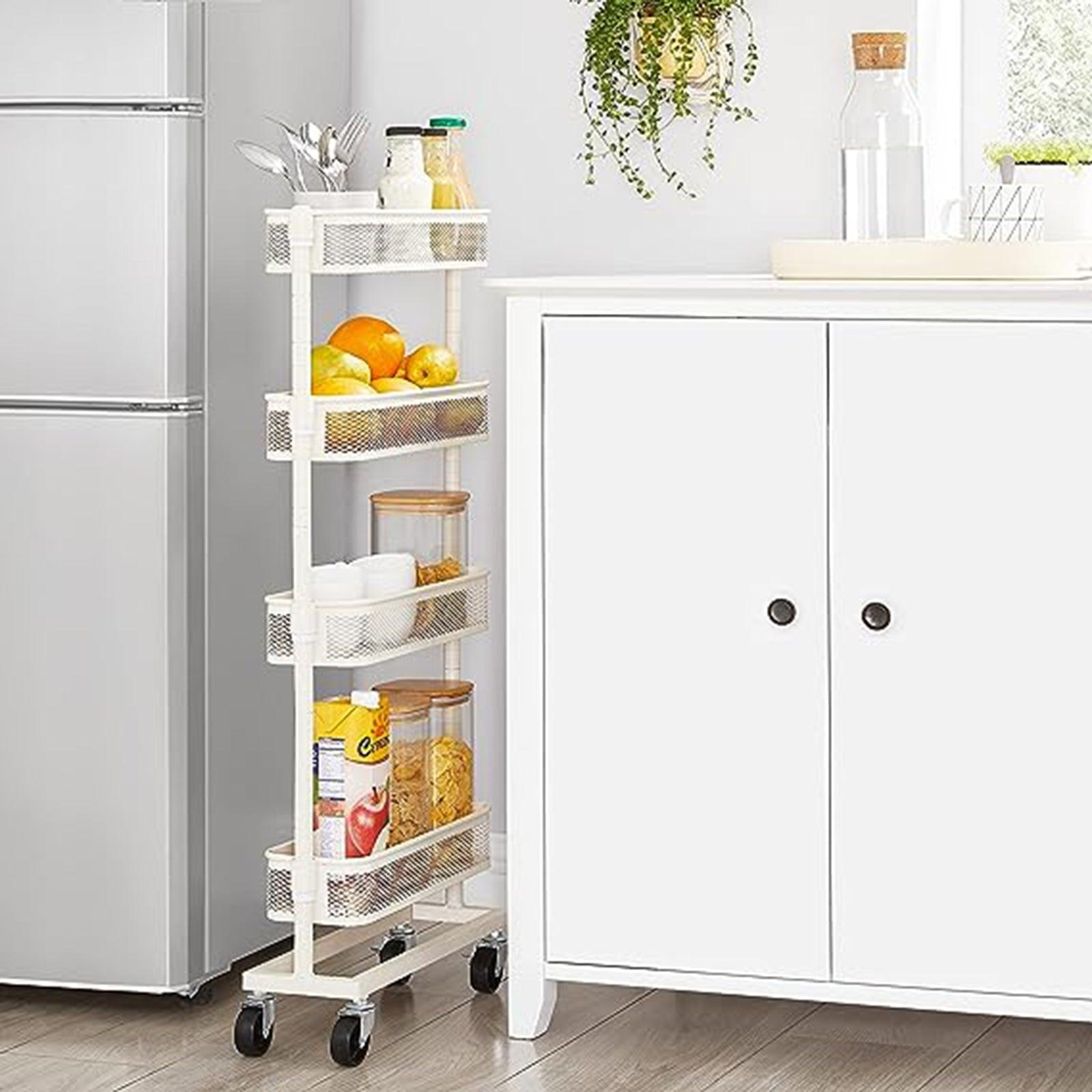 4-Tier Slim Storage Cart with Wire Baskets FredCo