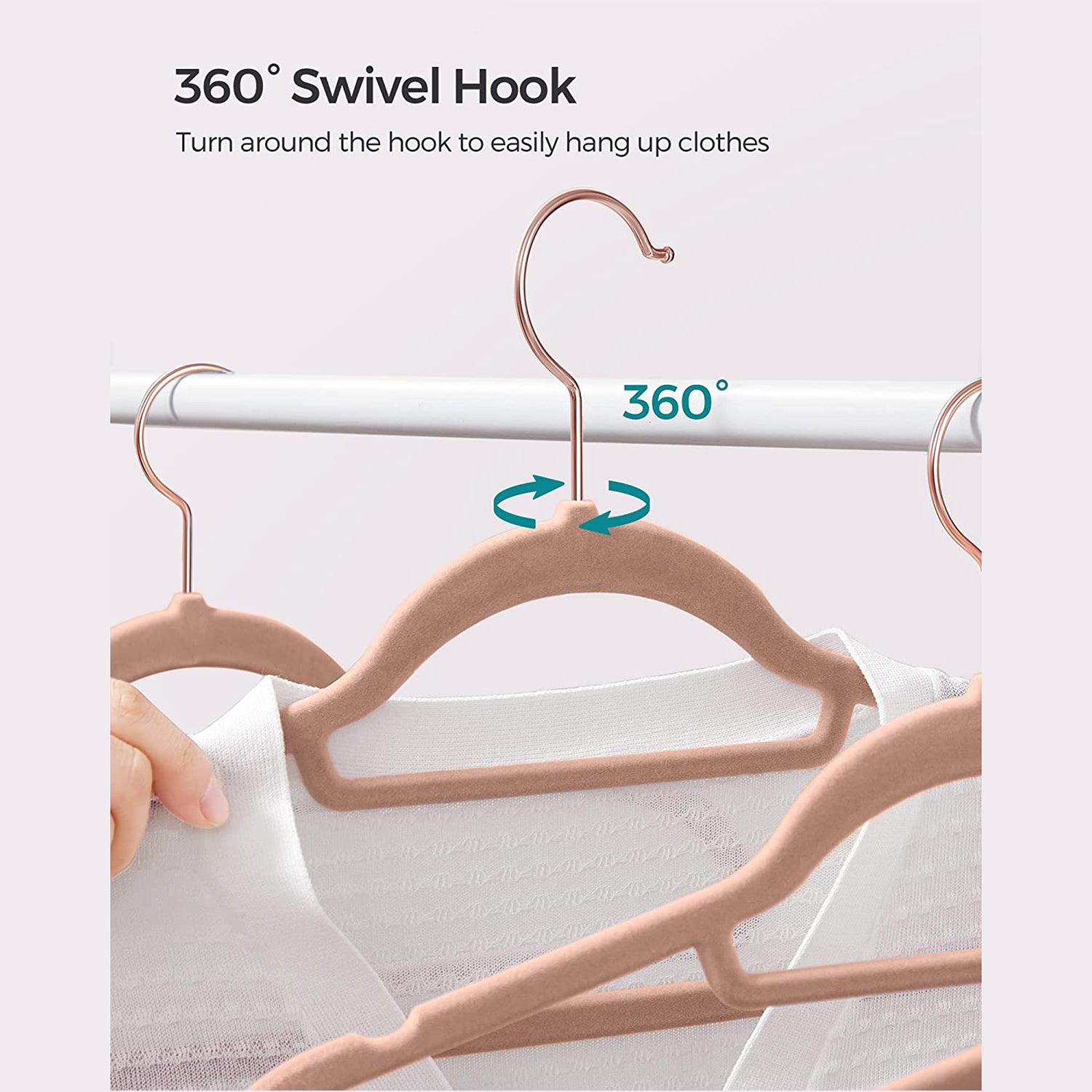 Velvet Hangers, Set of 50 Clothes Hanger with Rose Gold Swivel