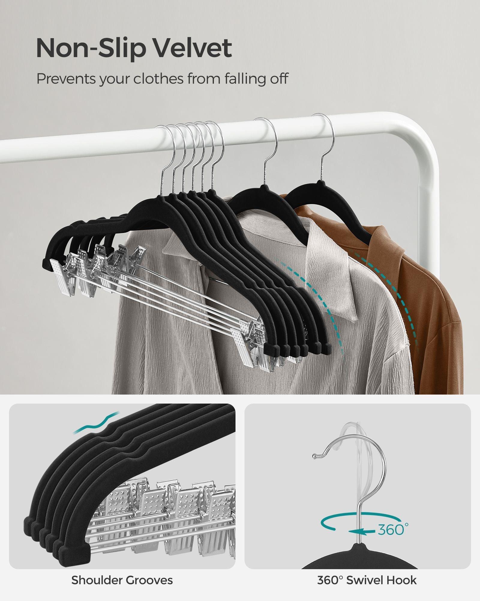 Clothes Hangers with Adjustable Clips Non-Slip Pants Clothes