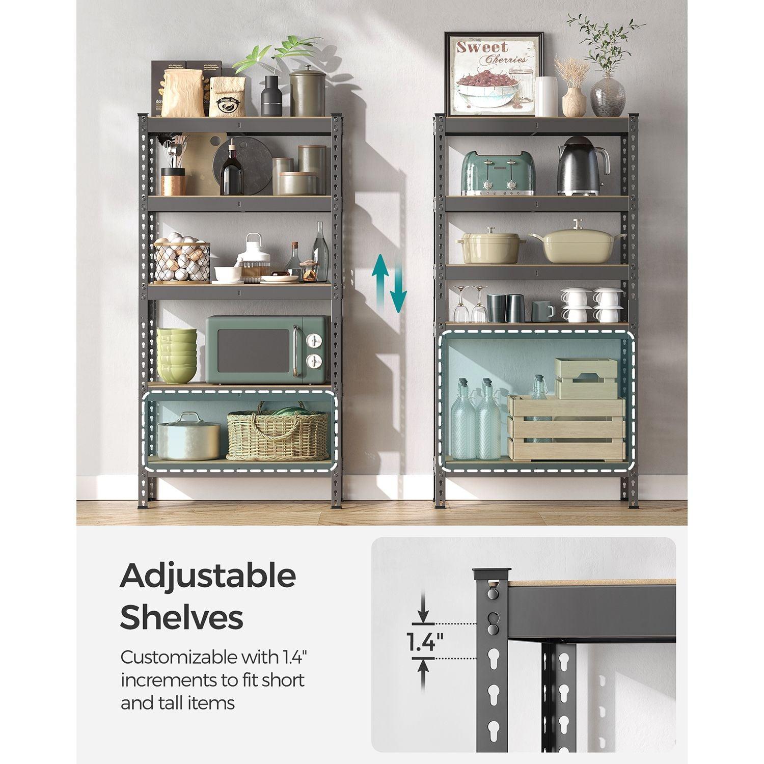 5-Tier Storage Shelves Gray FredCo