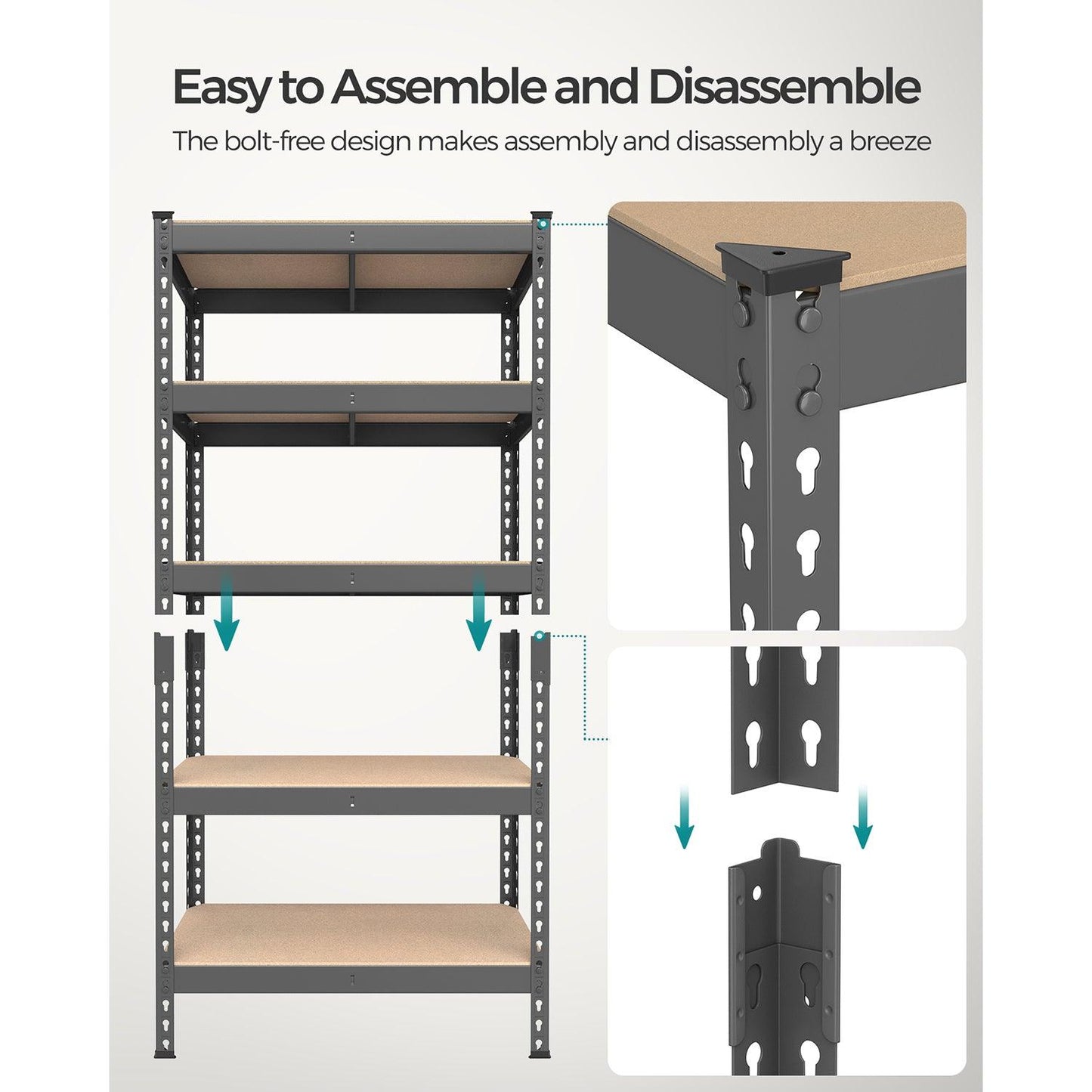 5-Tier Storage Shelves Gray FredCo