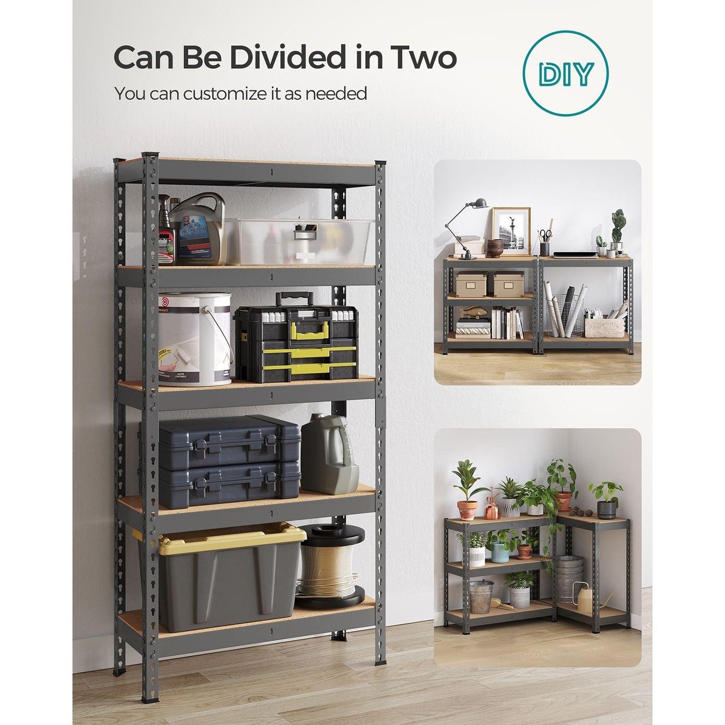 5-Tier Storage Shelves Gray FredCo