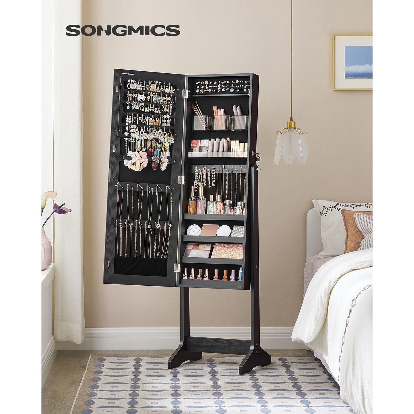 Jewelry Cabinet Armoire Black FredCo