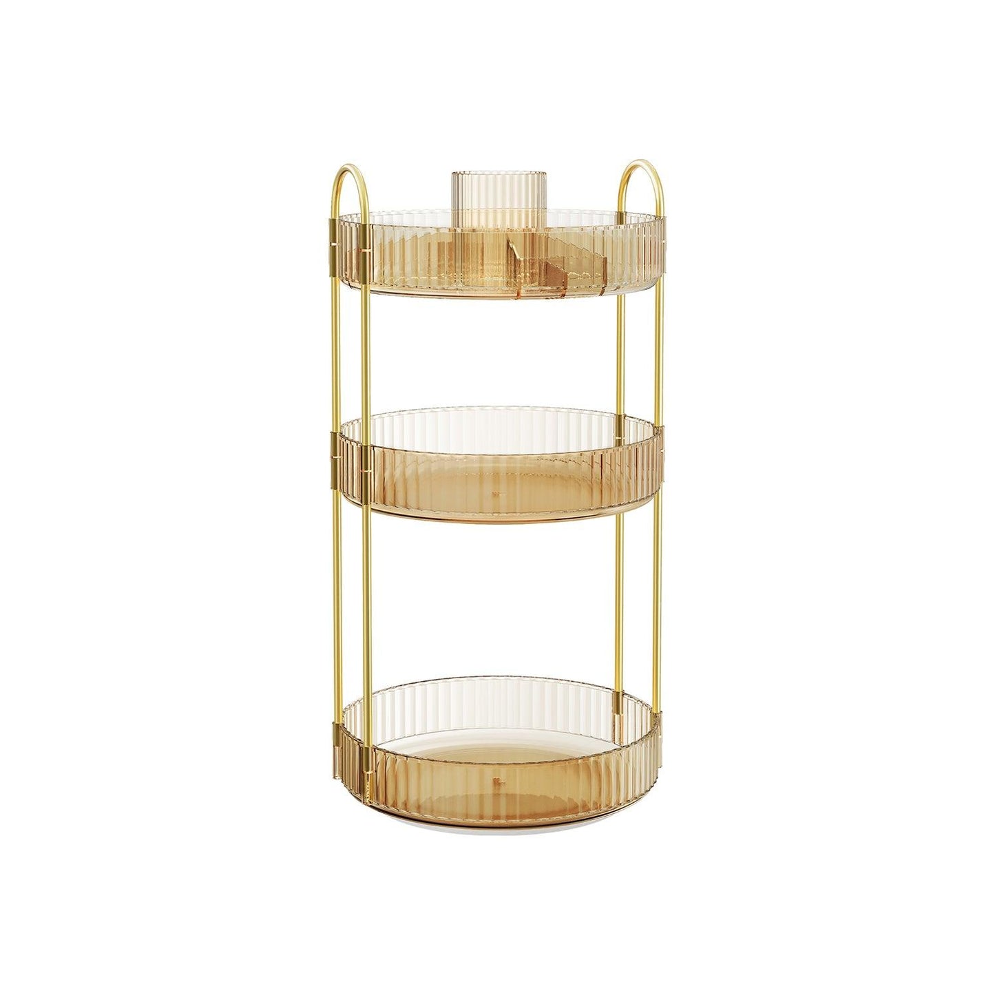 3-Tier Rotating Makeup Organizer Champagne Gold FredCo