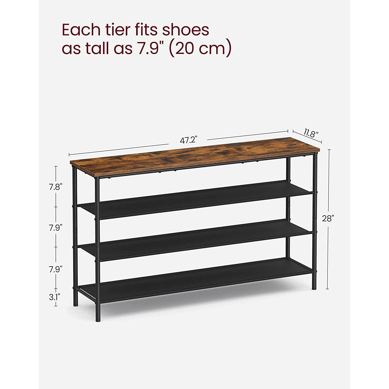 4-Tier Shoe Rack with 3 Fabric Shelves FredCo