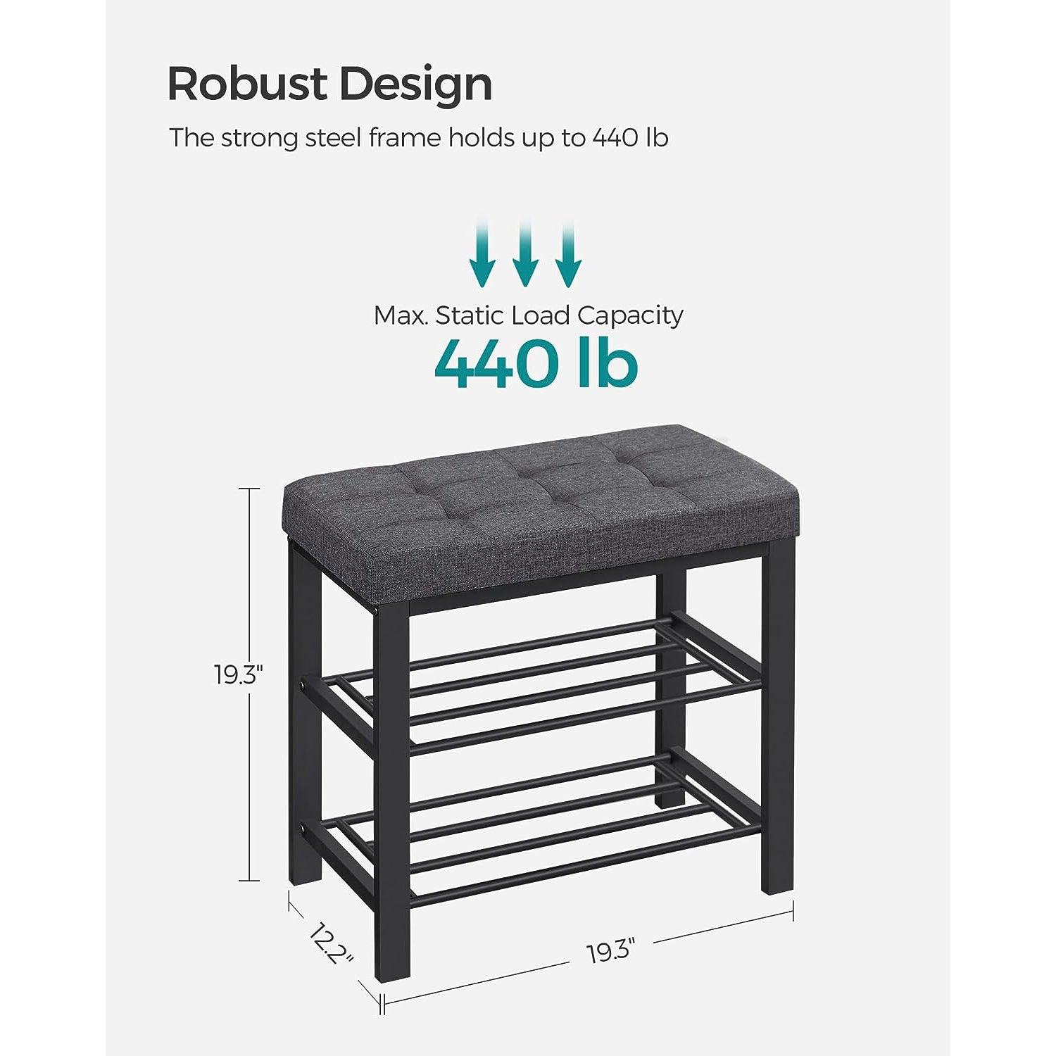 3-Tier Shoe Bench 12.2 x 23.6 x 19.3 Inches FredCo