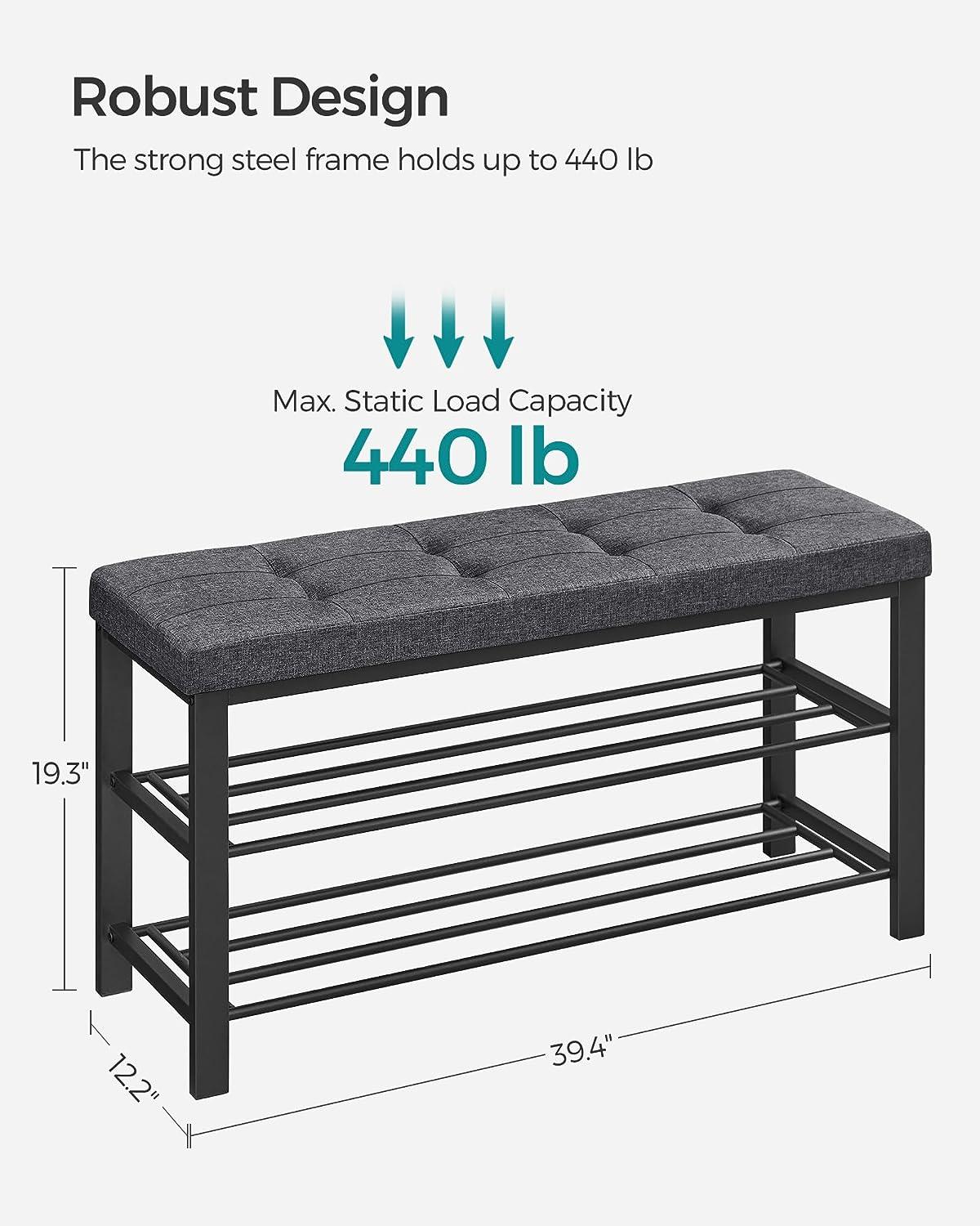 3-Tier Shoe Bench 12.2 x 39.4 x 19.3 Inches FredCo