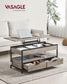 Lift Top Coffee Table with Power Outlet Heather Greige and Classic Black FredCo