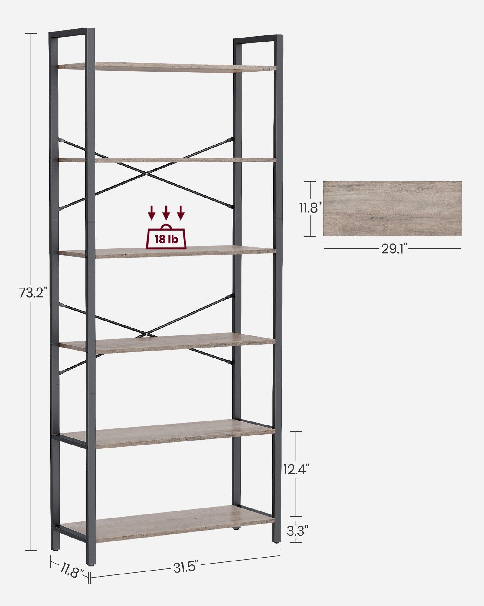 6-Tier Tall Bookshelf with Steel Frame FredCo