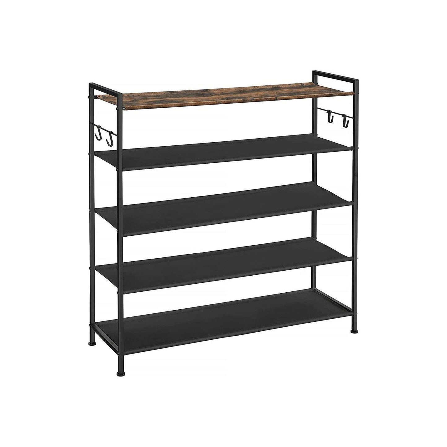 5-Tier Shoe Rack with 4 Hooks FredCo