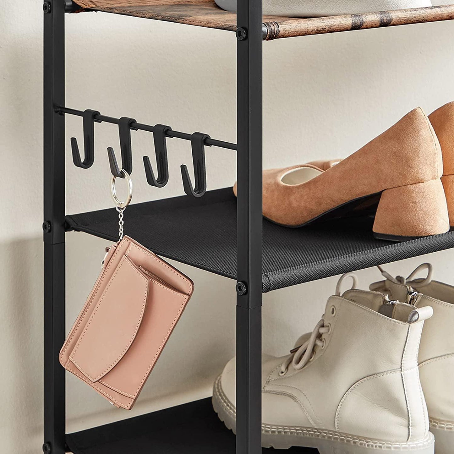 5-Tier Shoe Rack with 4 Hooks FredCo