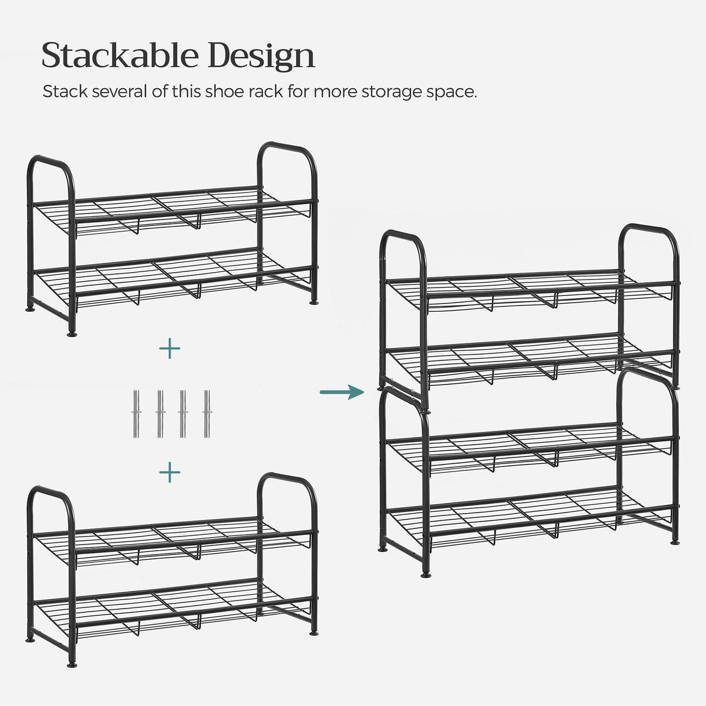 2-Tier Metal Shoes Rack FredCo