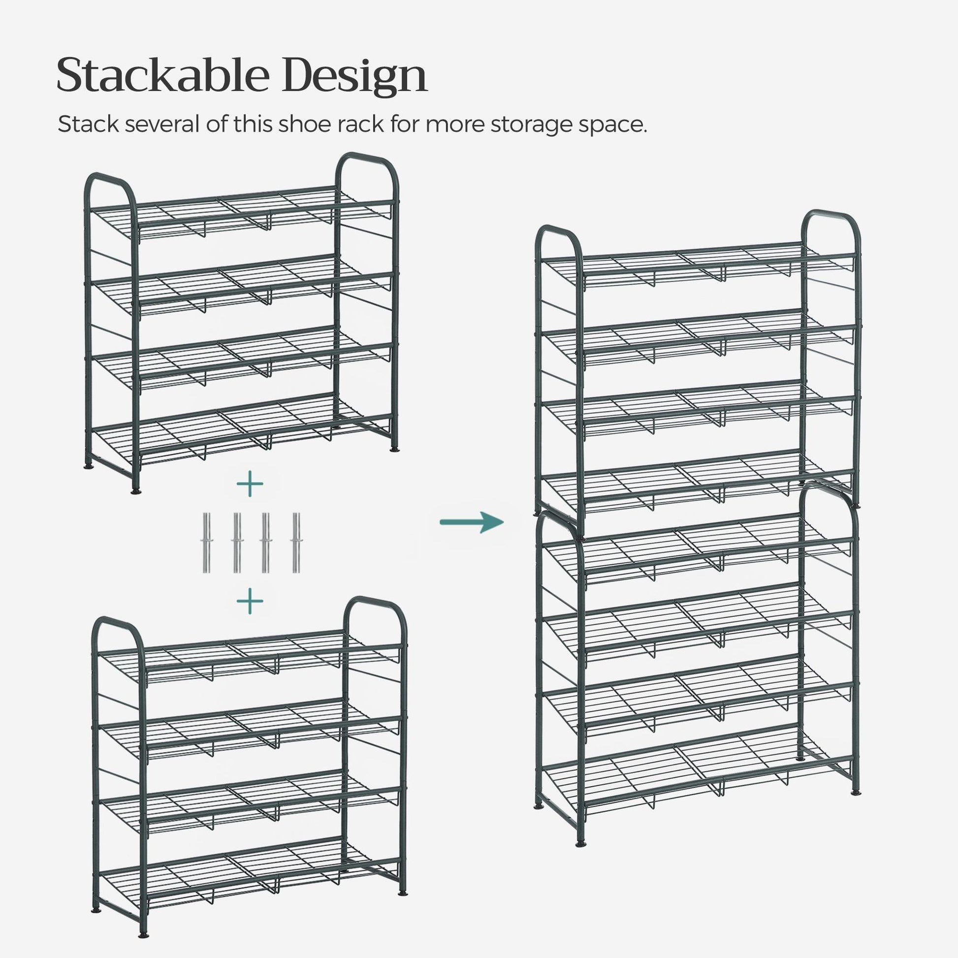 4 Tier Stackable Shoe Rack FredCo