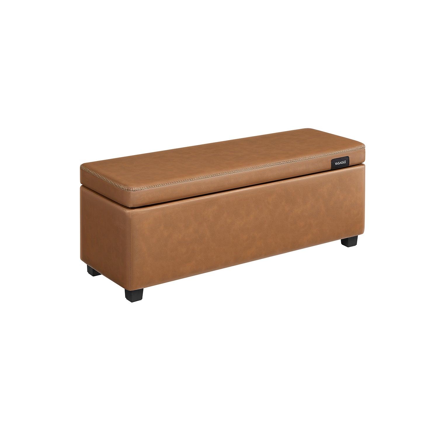 EKHO Collection - Storage Ottoman Bench, Caramel Brown FredCo