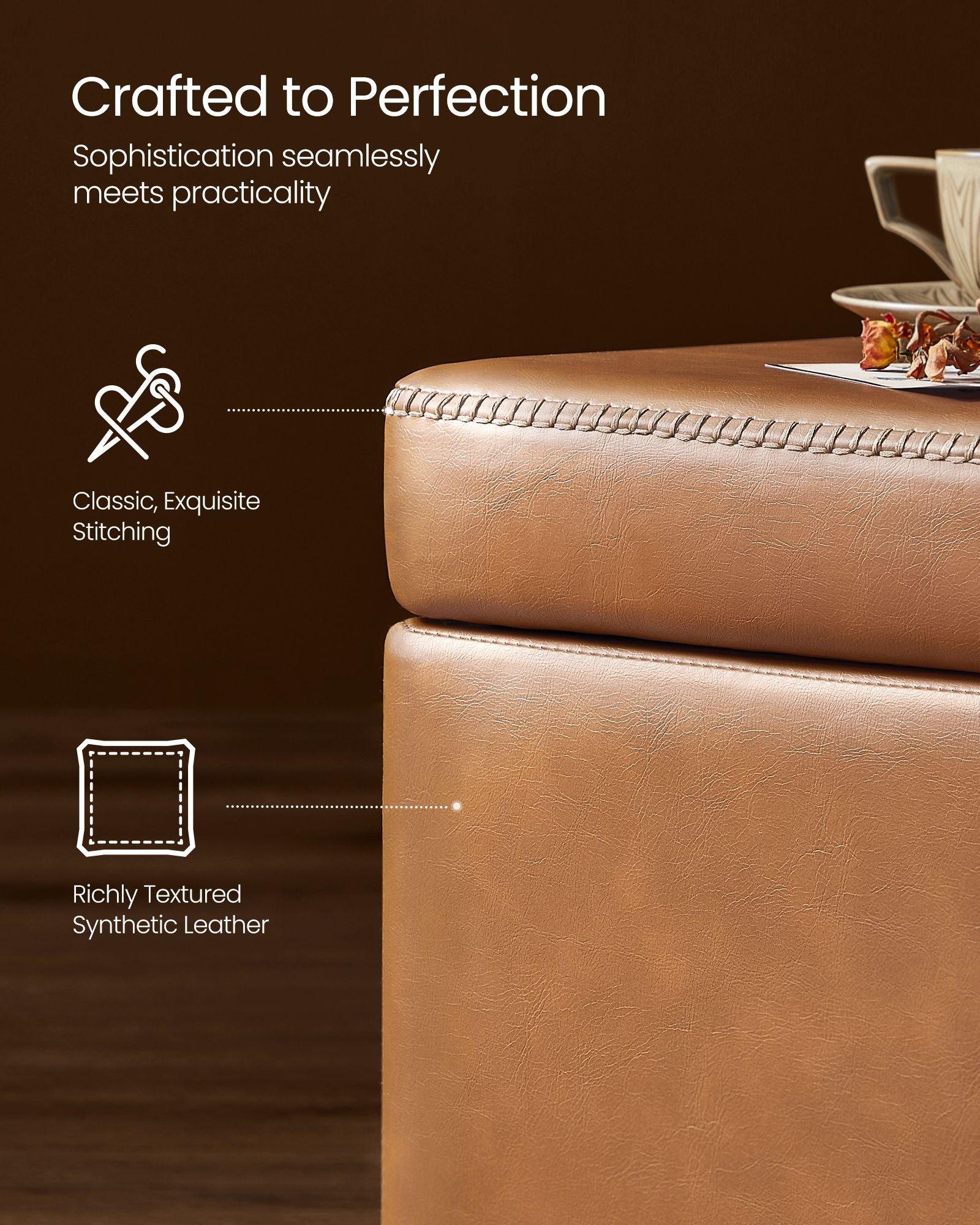 EKHO Collection - Storage Ottoman Bench, Caramel Brown FredCo