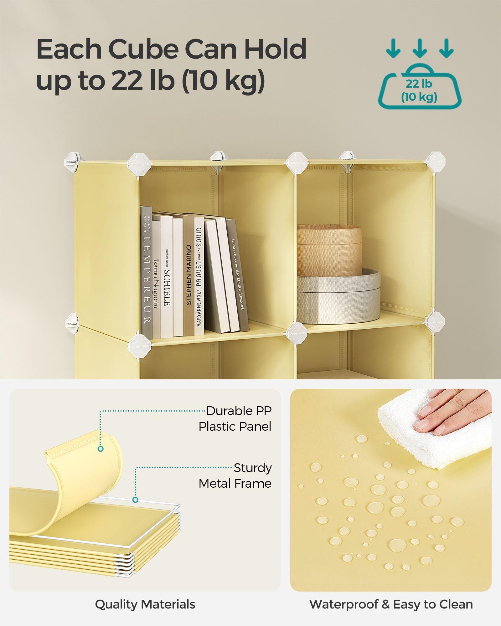 YCOCO Cube Storage Organizer 6-Cube Closet Storage Shelves with Wooden  Mallet,Closet Cabinet Bookshelf,Plastic Square Cube Storage for  Home,Office