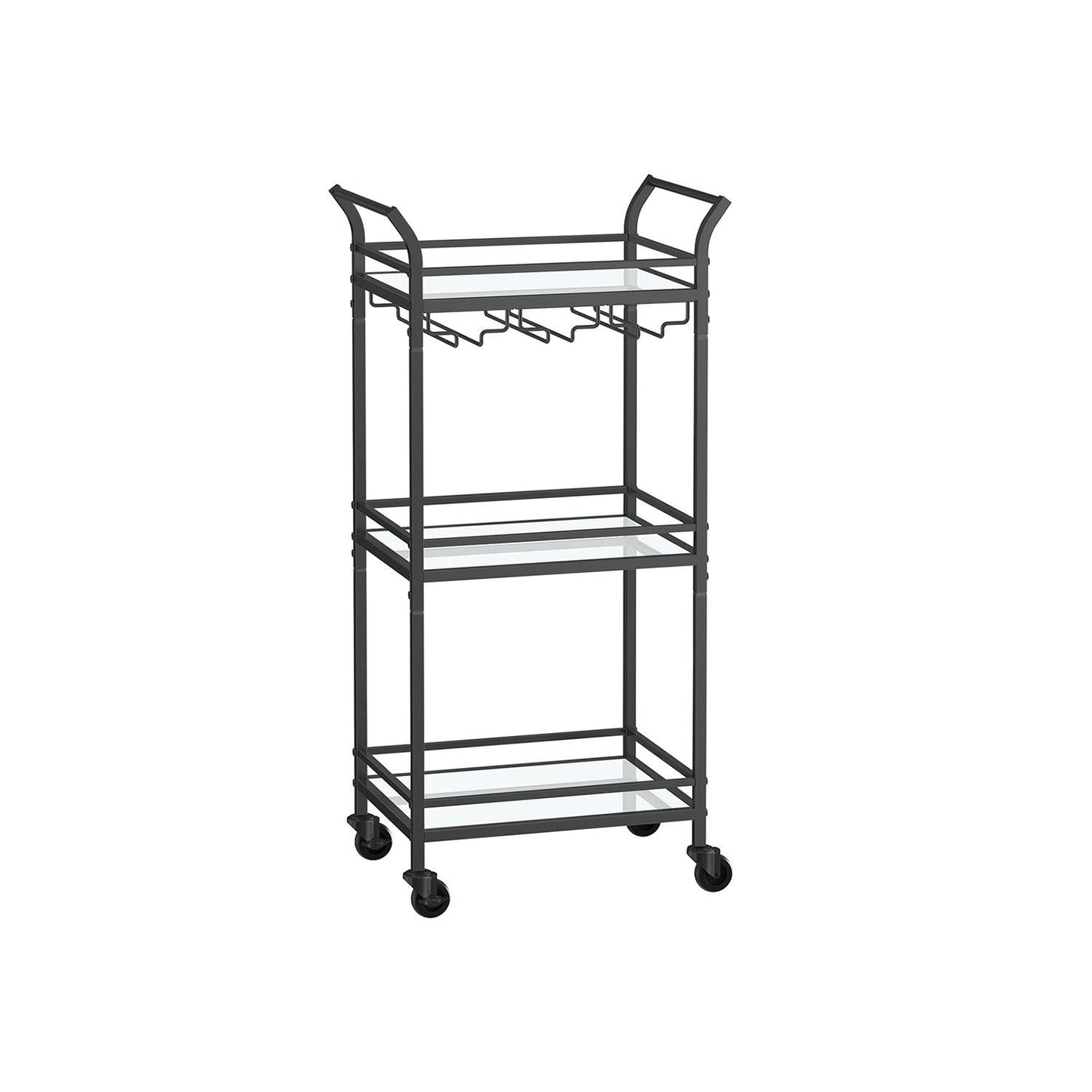 Small Bar Cart With 3-Tier Mirrored Shelf FredCo