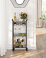 Small Bar Cart With 3-Tier Mirrored Shelf FredCo