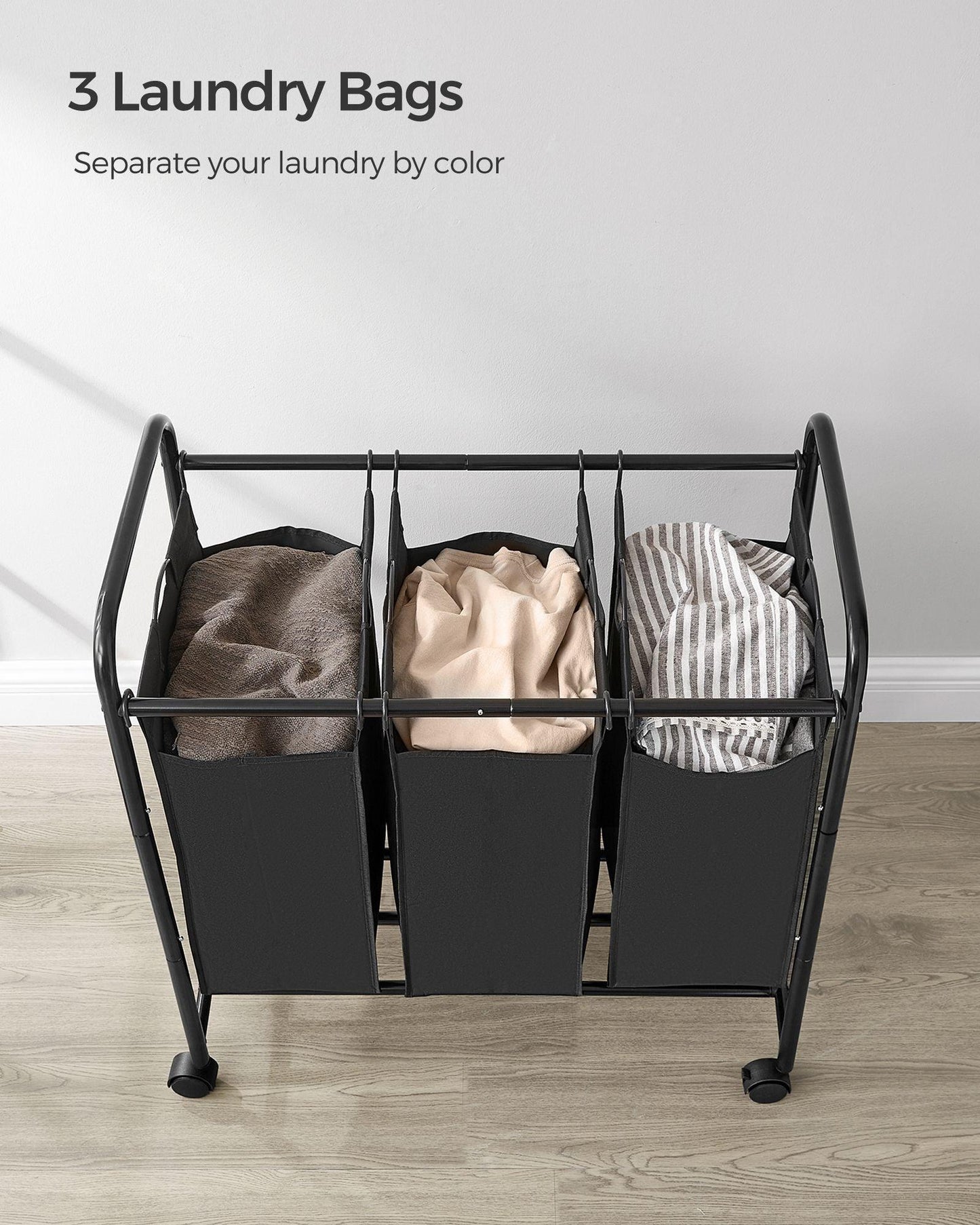 3-Section Laundry Sorter Black FredCo