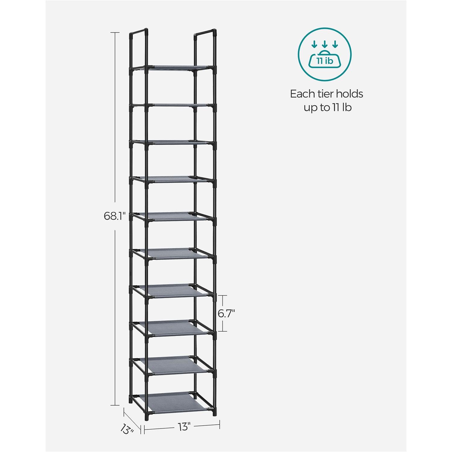 10-Tier Shoe Rack 13 x 13 x 68.1 Inches FredCo