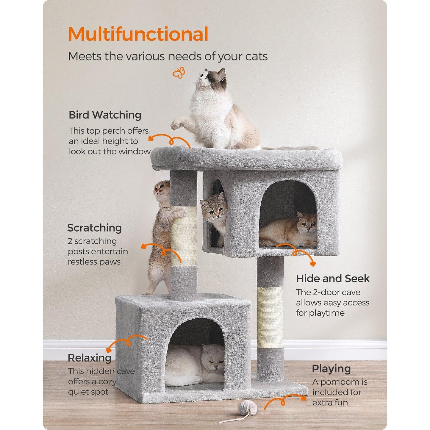 39.8-Inch Cat Tree for Large Cats FredCo