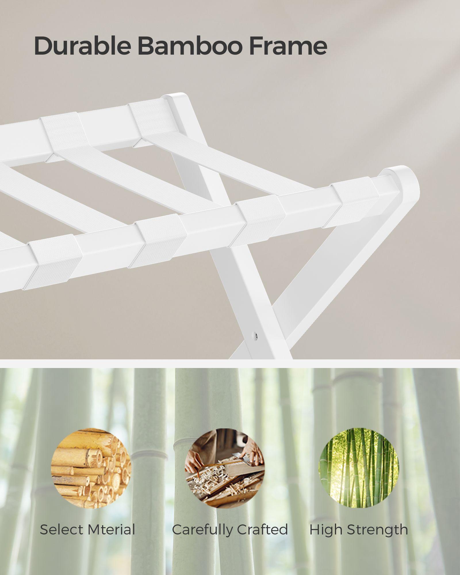 Bamboo Luggage Rack Classic White FredCo