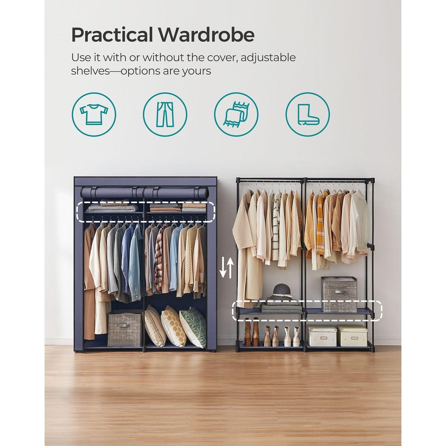 Portable Closet for Bedroom Dark Blue FredCo