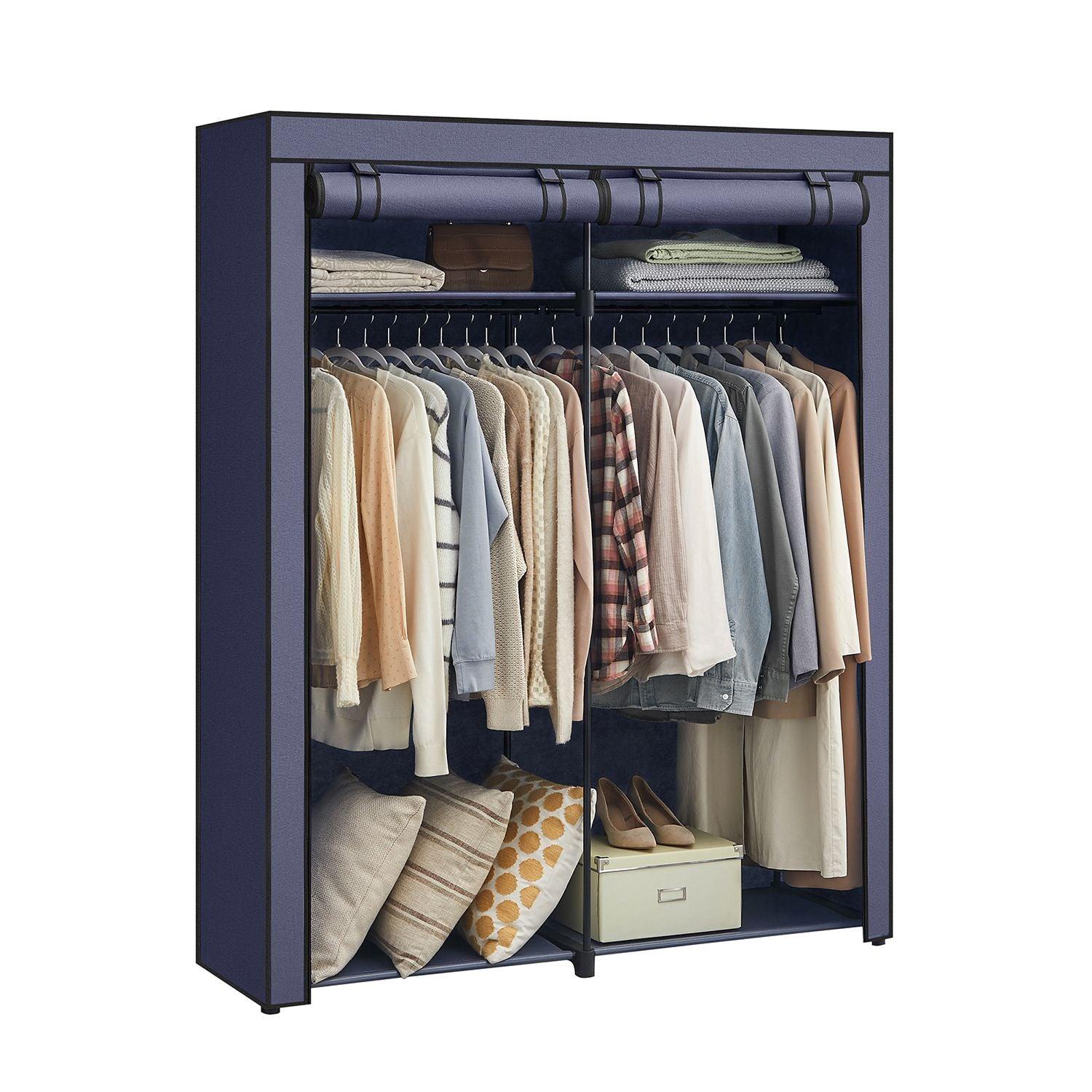 Portable Closet for Bedroom Dark Blue FredCo