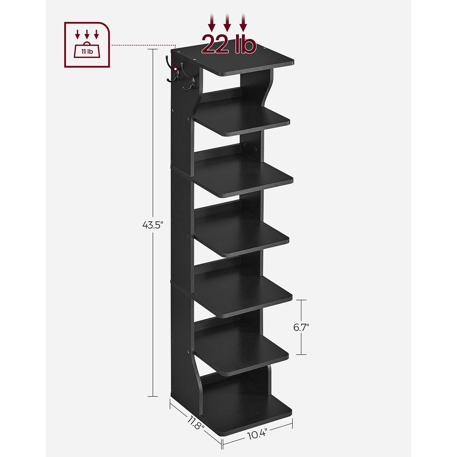 VASAGLE 6-Tier Slim Shoe Storage Rack, White