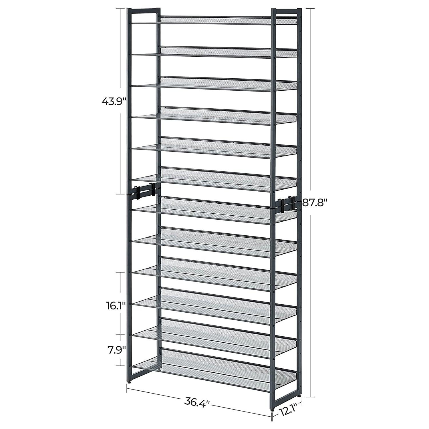 12-Tier Tall Metal Shoe Storage Organizer FredCo