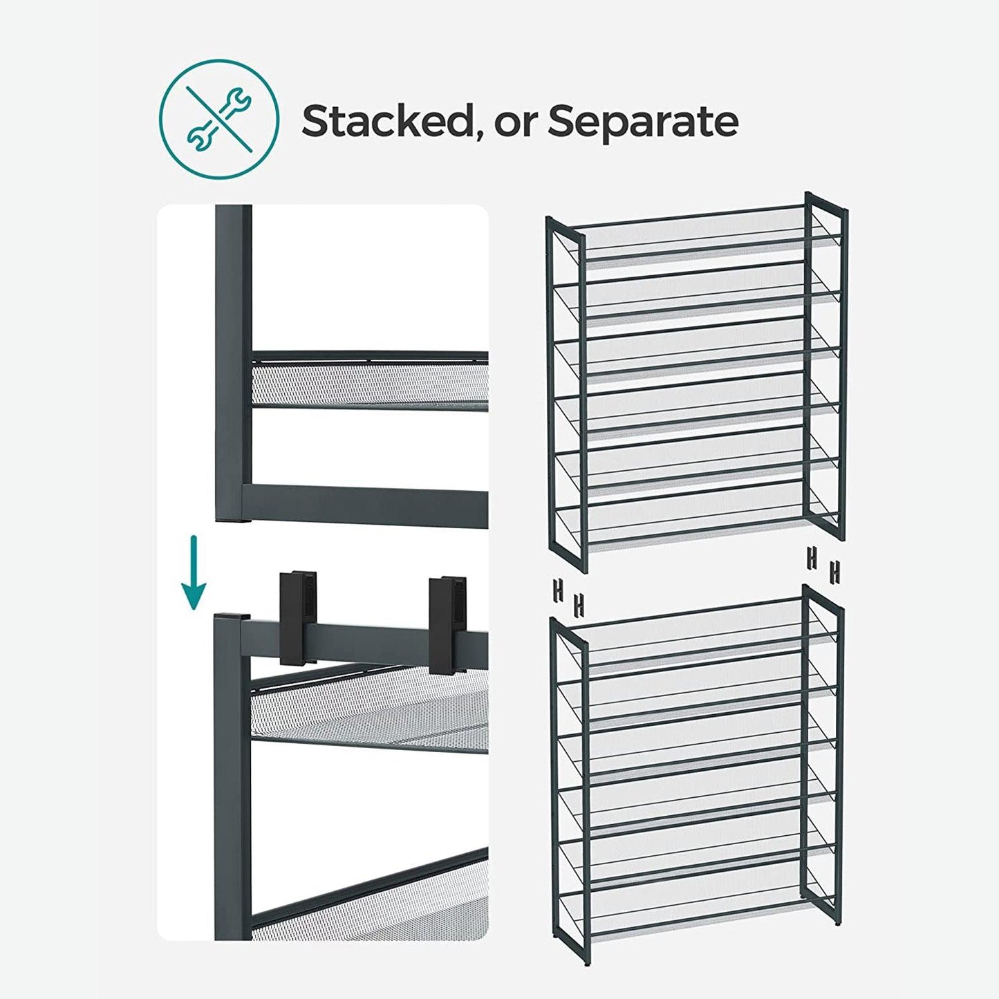 12-Tier Tall Metal Shoe Storage Organizer FredCo