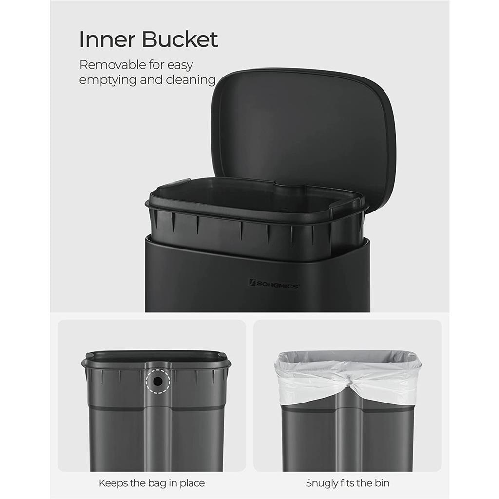 8 Gallon Black Trash Can with Lid FredCo