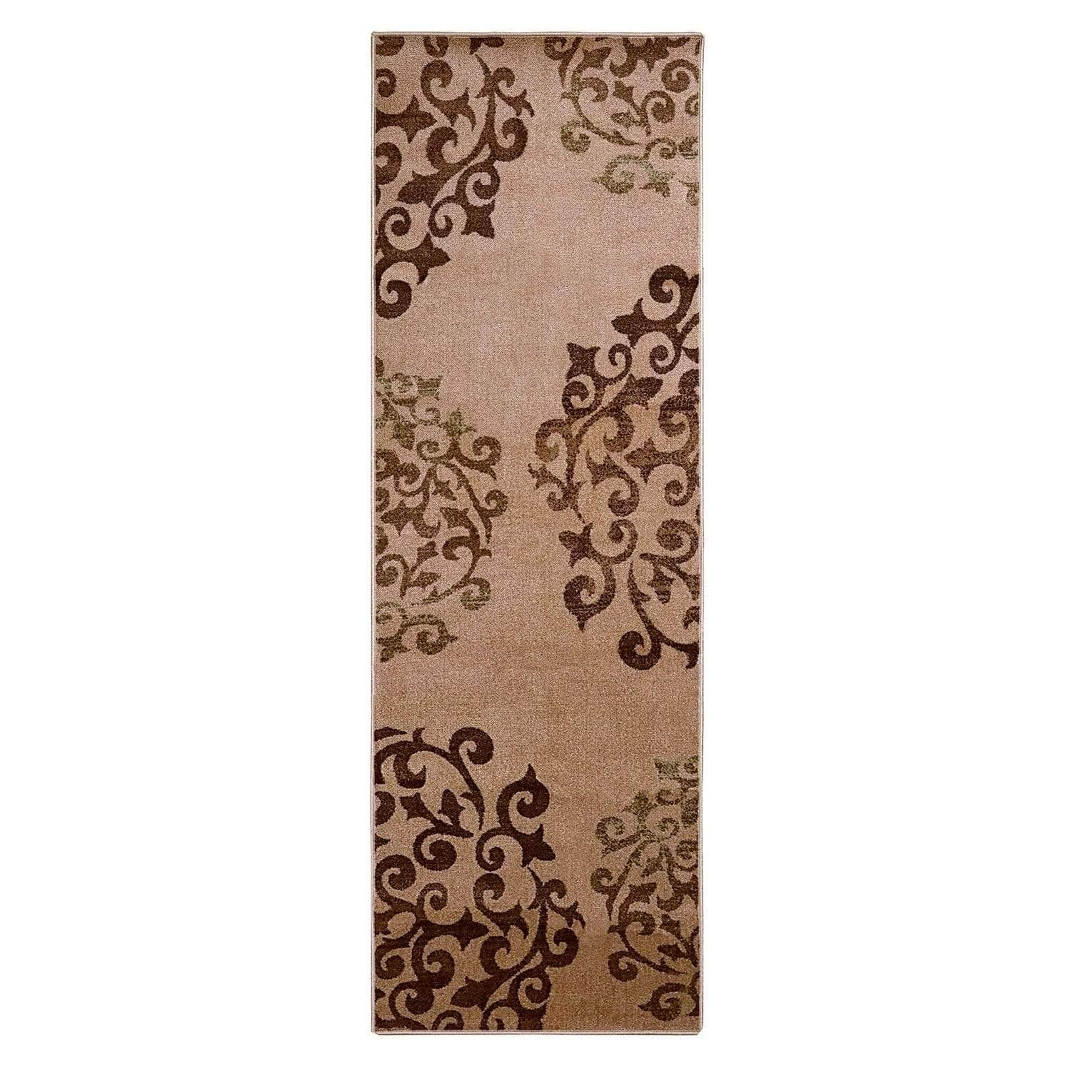 Amber Non-Slip Foldable Modern Floral Medallion Rug FredCo