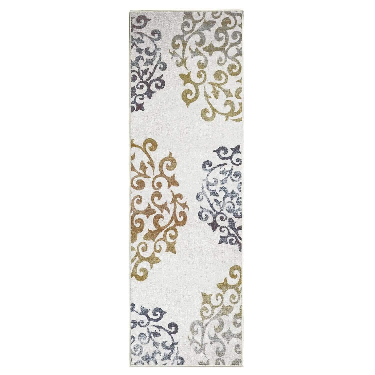 Amber Non-Slip Foldable Modern Floral Medallion Rug FredCo