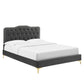 Amber Performance Velvet Queen Platform Bed, MOD-6775 FredCo