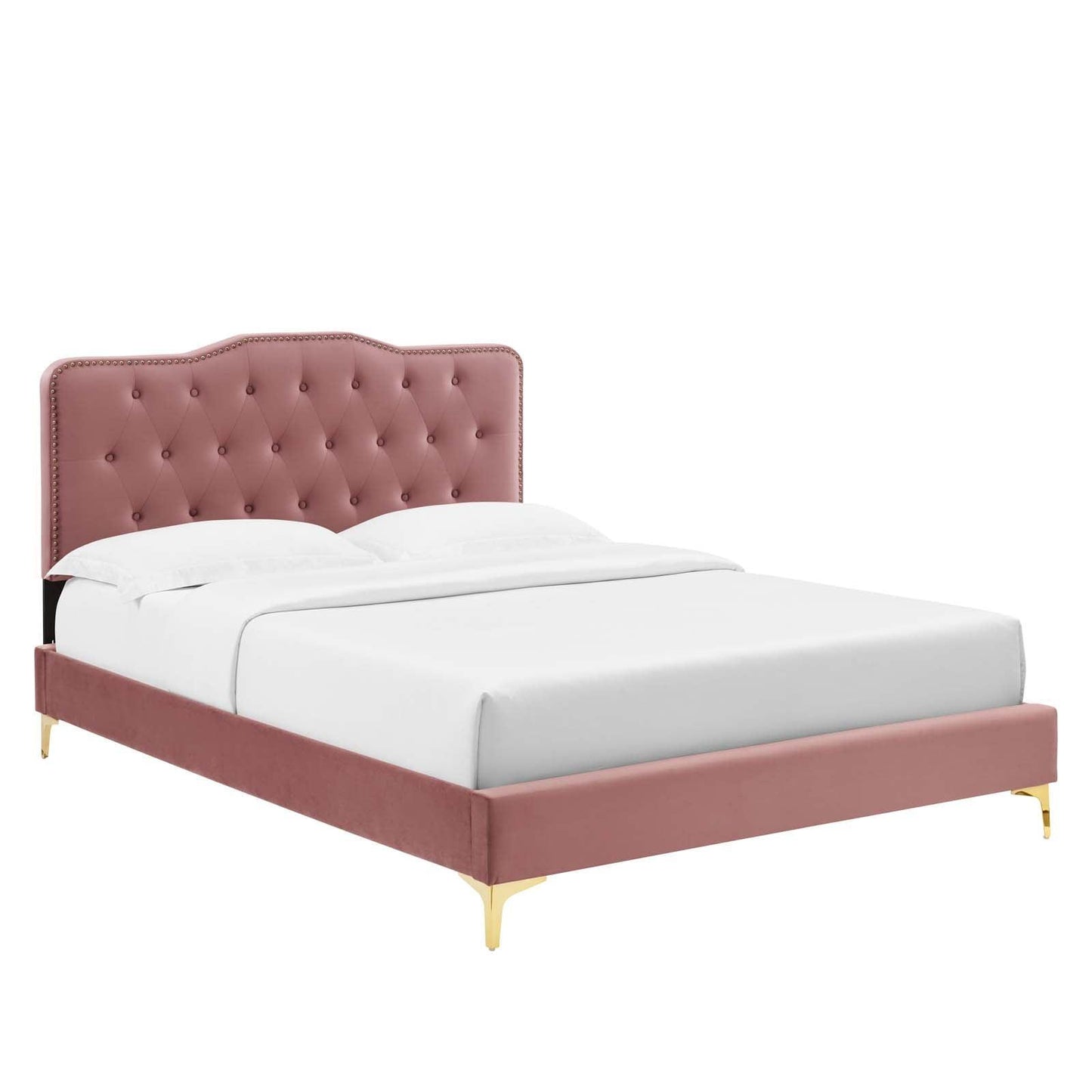 Amber Performance Velvet Queen Platform Bed, MOD-6775 FredCo