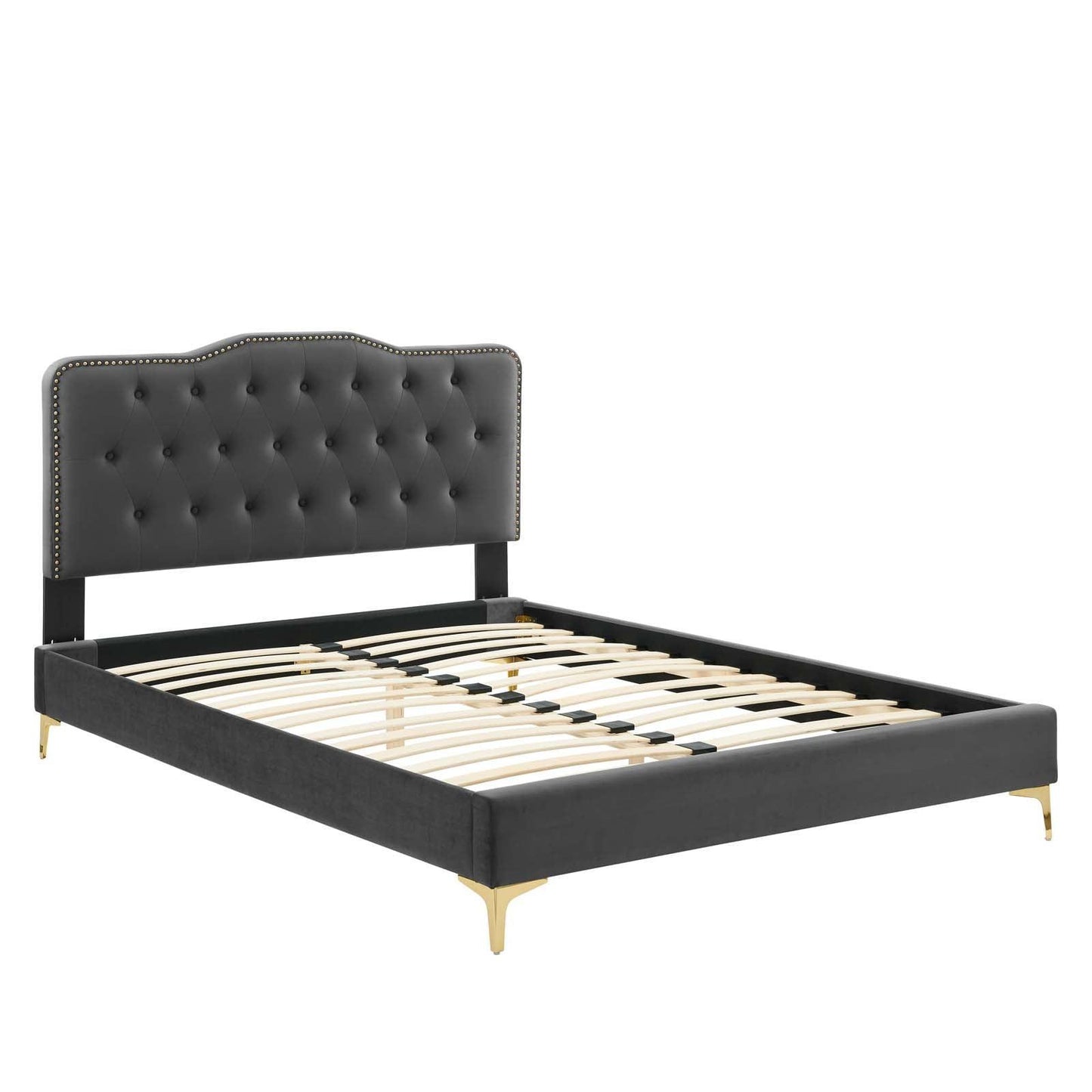 Amber Performance Velvet Queen Platform Bed, MOD-6775 FredCo