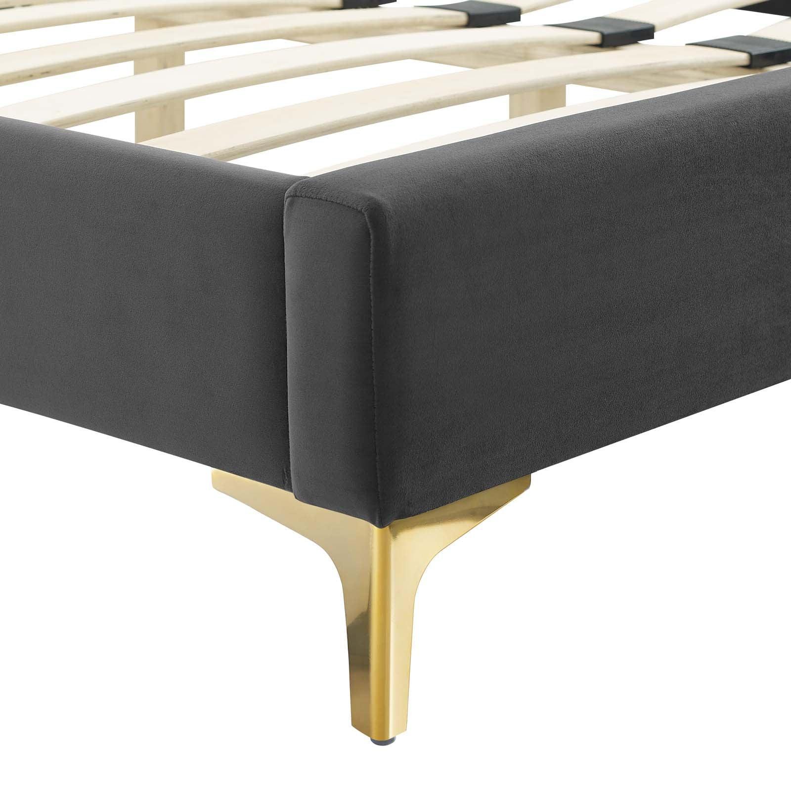 Amber Performance Velvet Queen Platform Bed, MOD-6775 FredCo