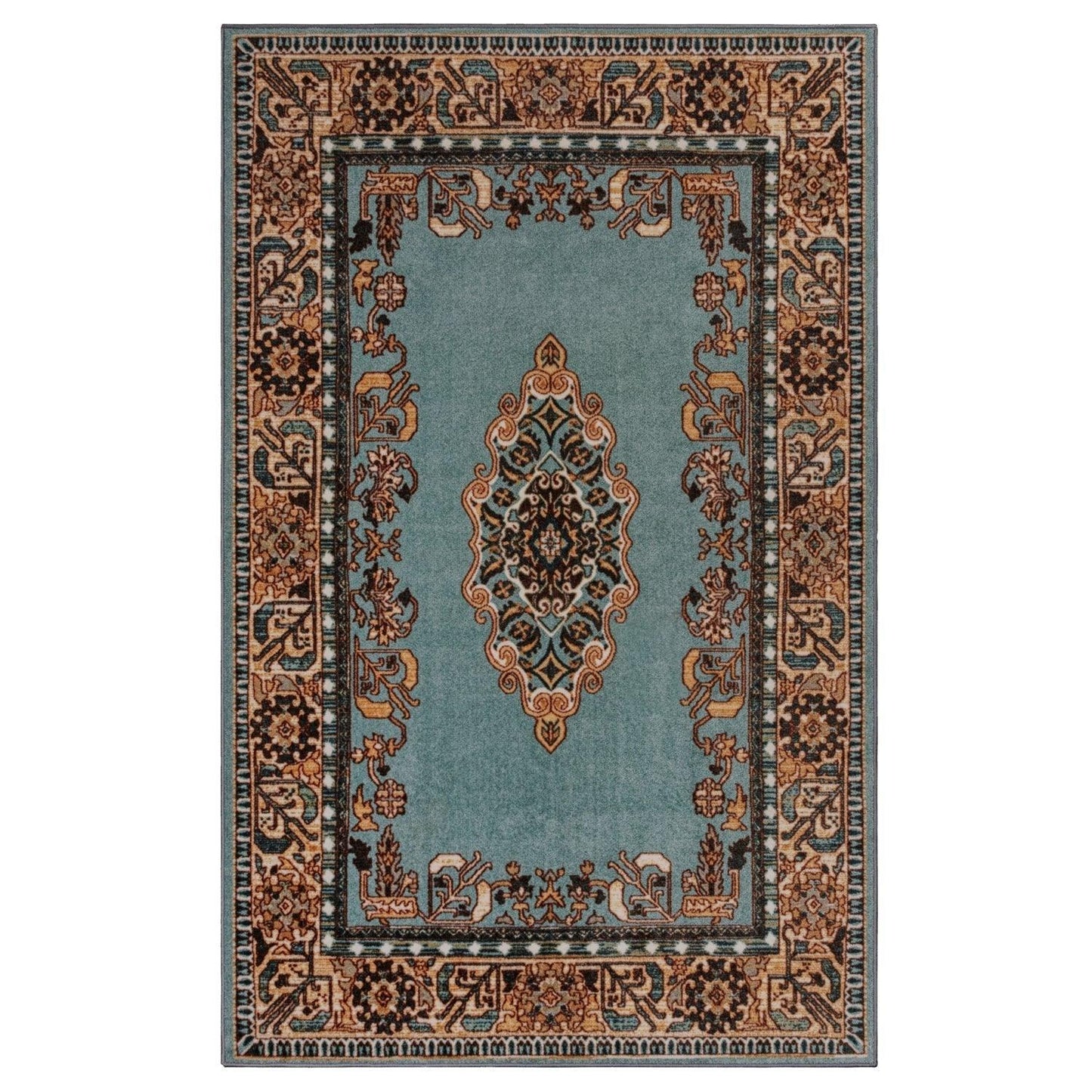 Aviva Non-Slip Foldable Vintage Oriental Medallion Rug FredCo