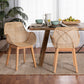 Ballerina Japandi Natural Brown Finished Mahogany Wood and Rattan 2-Piece Dining Chair Set FredCo