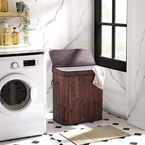 Brown Bamboo Laundry Basket FredCo