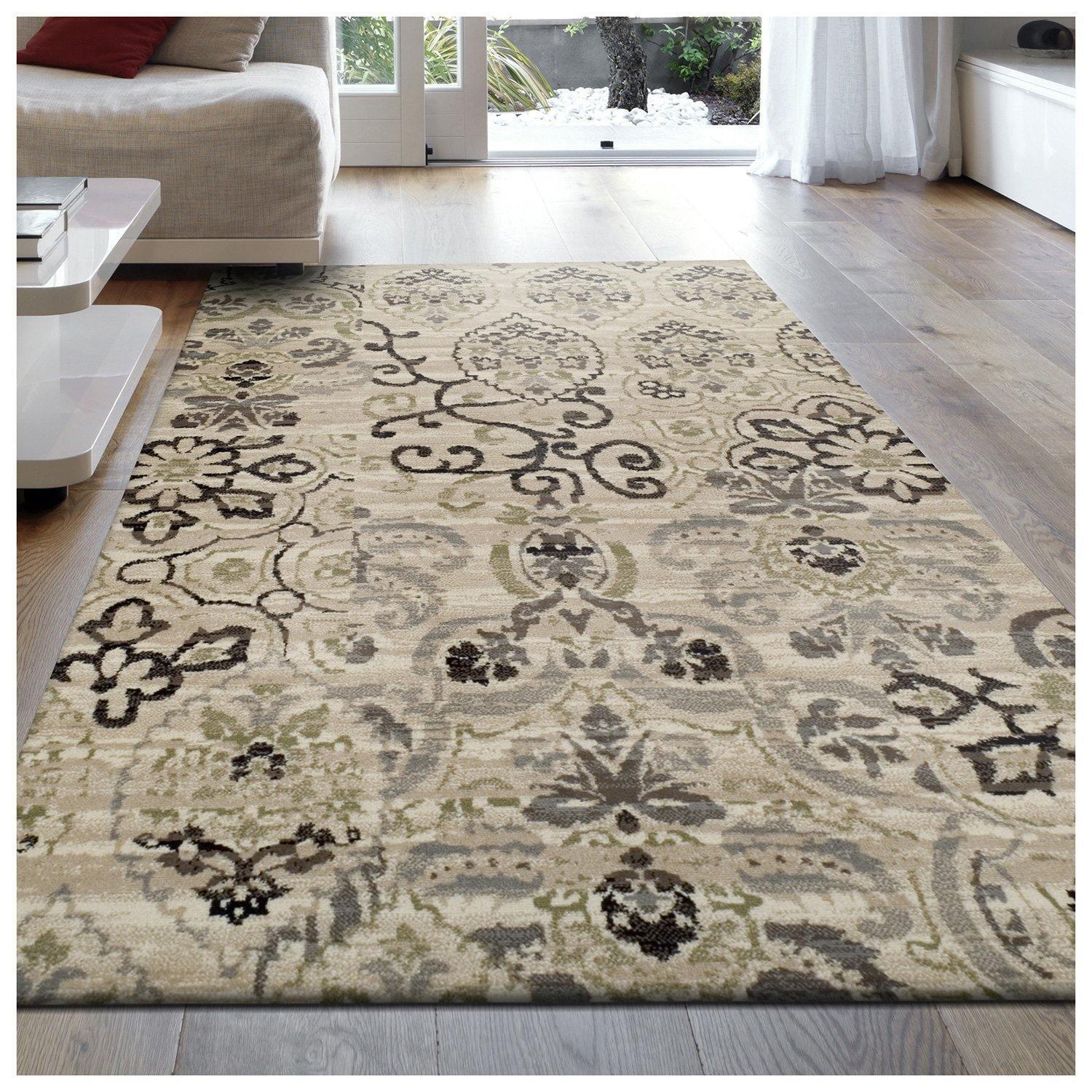 Caldwell Transitional Floral Damask Rug FredCo