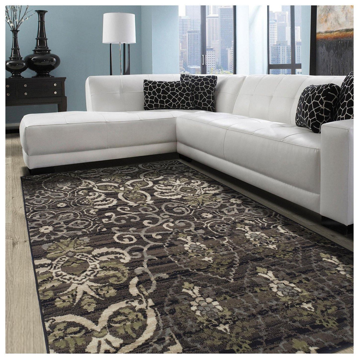 Caldwell Transitional Floral Damask Rug FredCo