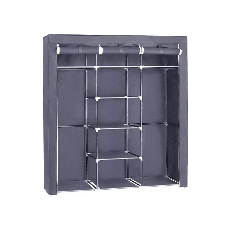 Double Rod Storage Wardrobe Grey FredCo