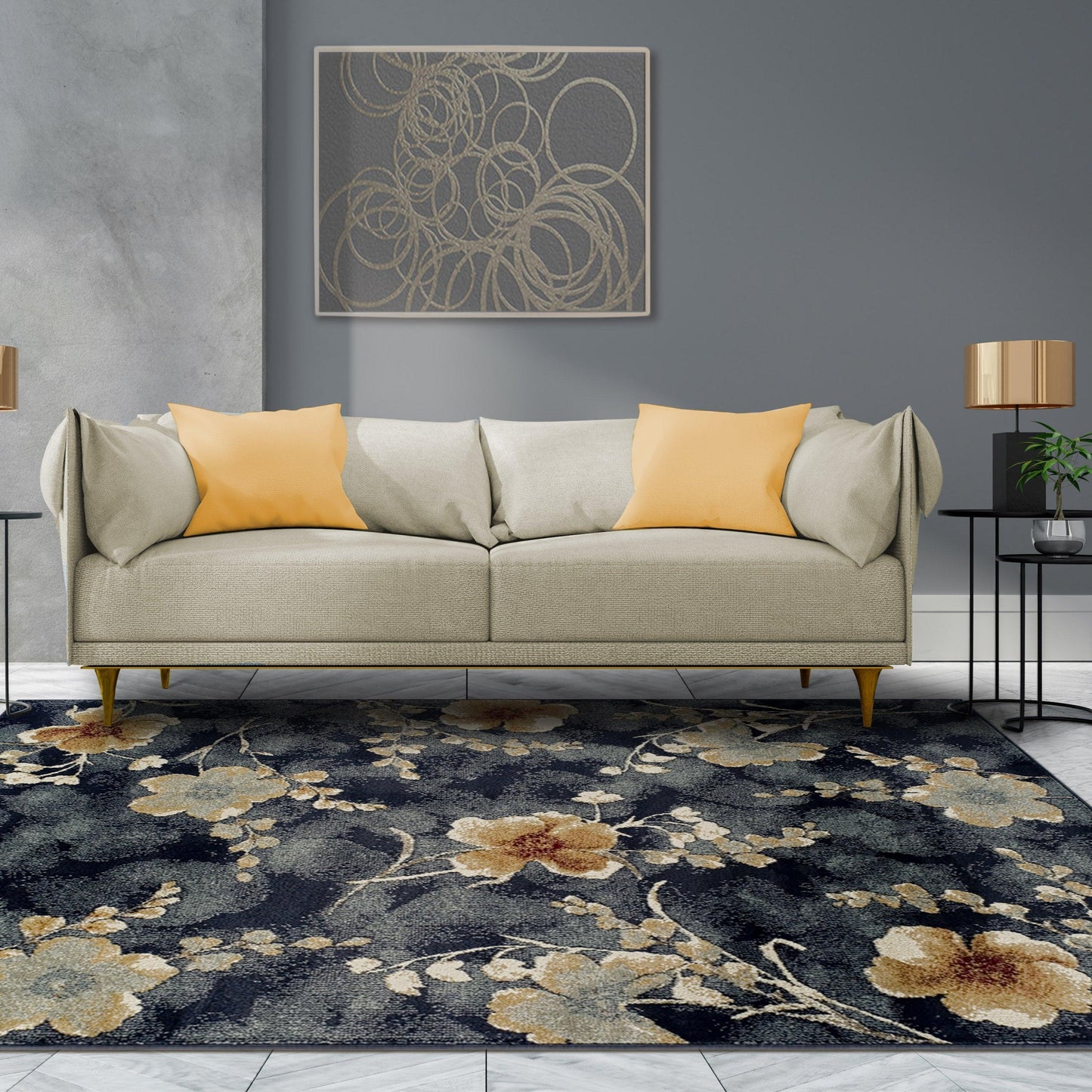 Fiore Modern Oriental Floral Rug FredCo